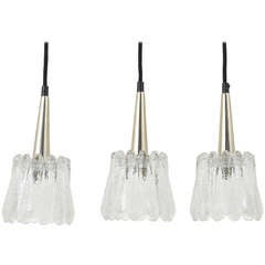 Set of Three Glass Pendant Lights by Carl Fagerlund for Orrefors, Sweden, 1960s 8