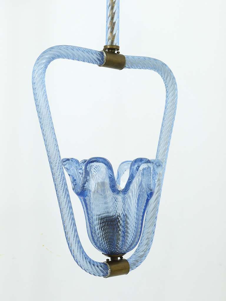 Barovier E. Toso Murano Glass Pendant Lamp, 1940s 1