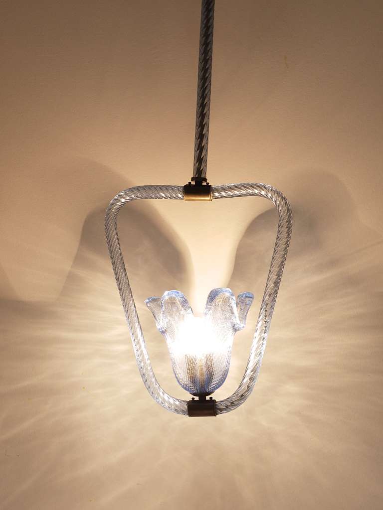 Barovier E. Toso Murano Glass Pendant Lamp, 1940s 4