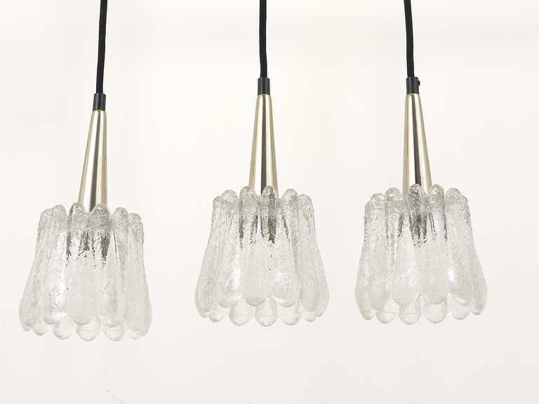 Carl Fagerlund Set of Three Glass Pendant Lights by Orrefors, Sweden, 1960s For Sale 1