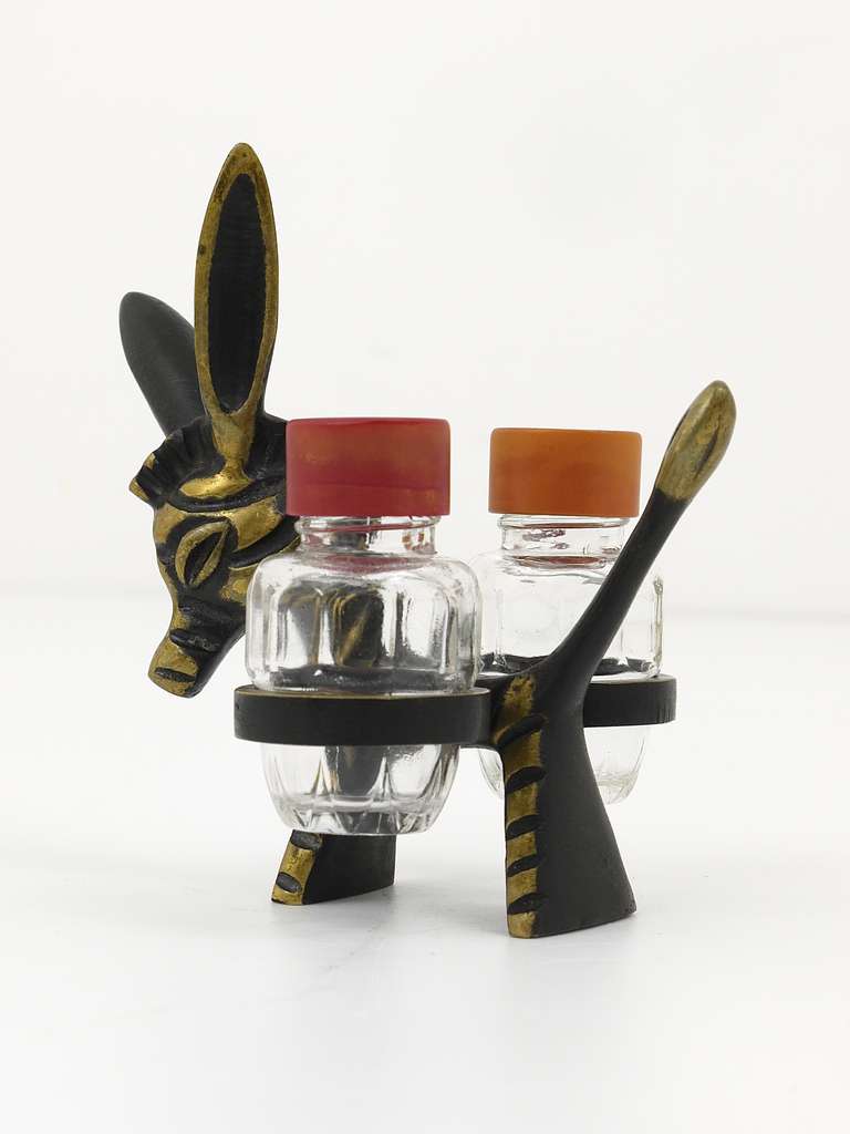 Walter Bosse Zebra Donkey Salt & Pepper Shaker Set, Baller Austria, 1950s 1