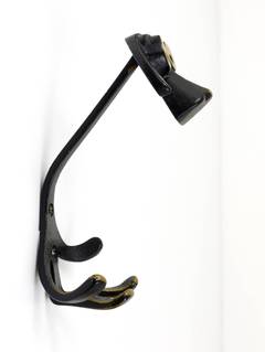 Two Walter Bosse Brass Wall Hooks Displaying a Dog, Austria, 1950s