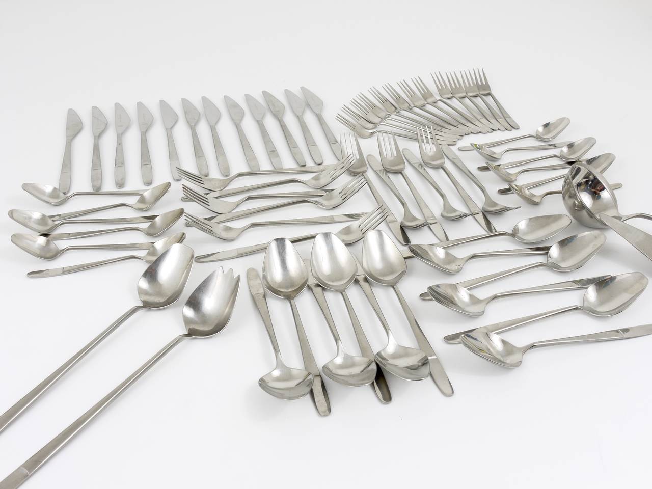 Stainless Steel Amboss Austria 2070 Flatware Cutlery for 12 Persons by Helmut Alder, 1960s