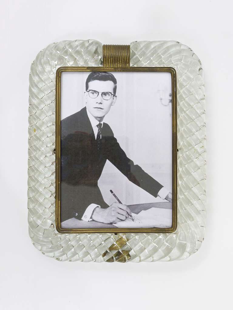 Mid-Century Modern Elegant Venini Twisted Murano Glass Rope Picture Frame, Italy, 1940s