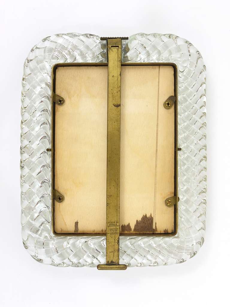 Italian Elegant Venini Twisted Murano Glass Rope Picture Frame, Italy, 1940s