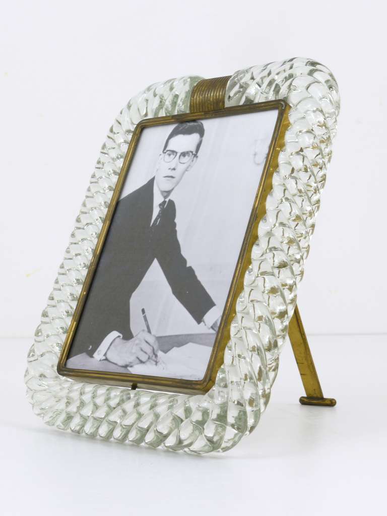 Mid-20th Century Elegant Venini Twisted Murano Glass Rope Picture Frame, Italy, 1940s