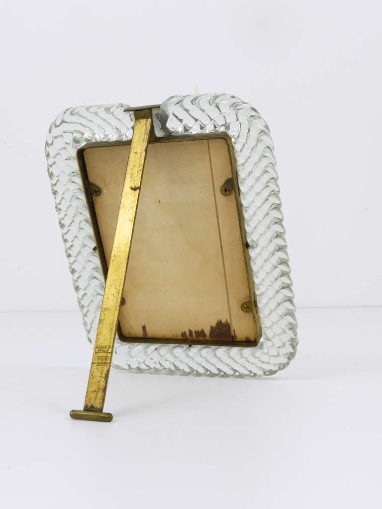 Elegant Venini Twisted Murano Glass Rope Picture Frame, Italy, 1940s 2