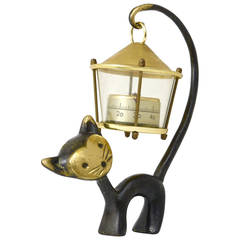 Walter Bosse Cat Figurine with Thermometer, Baller Austria, 1950s 12