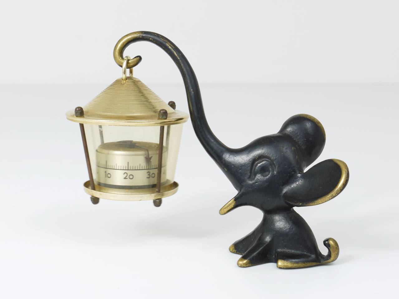 Brass Walter Bosse Elephant Figurine with Thermometer by Herta Baller, Austria, 1950s