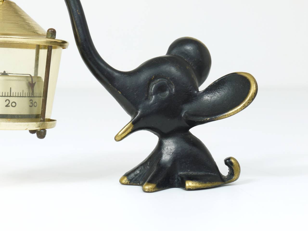 Mid-Century Modern Walter Bosse Elephant Figurine with Thermometer by Herta Baller, Austria, 1950s