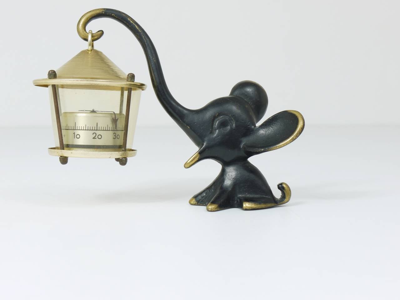 20th Century Walter Bosse Elephant Figurine with Thermometer by Herta Baller, Austria, 1950s