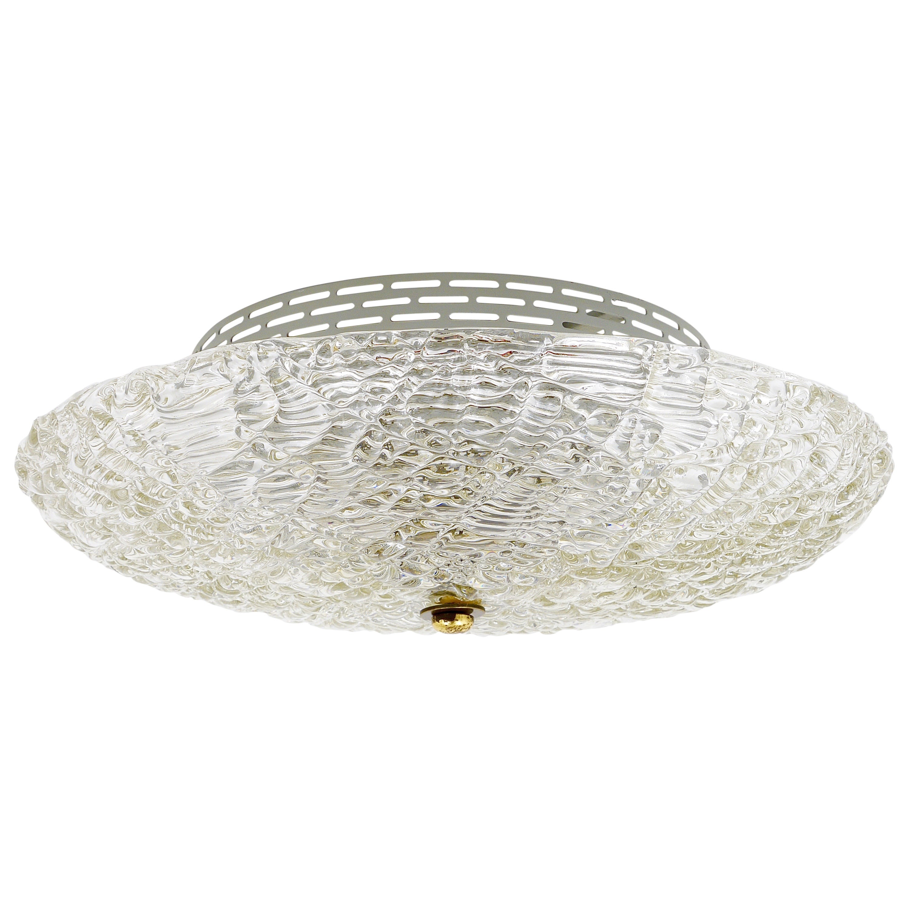 J.T. Kalmar Vienna Round Mid-Century Flush Mount / Ceiling Lamp, Austria, 1960s