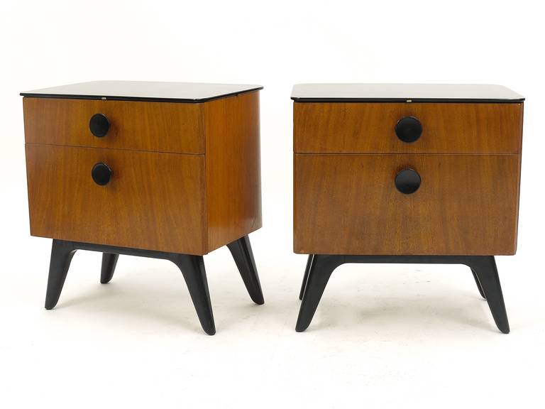 Wood Pair of Art Deco Jindrich Halabala Bedside Tables or Night Stands