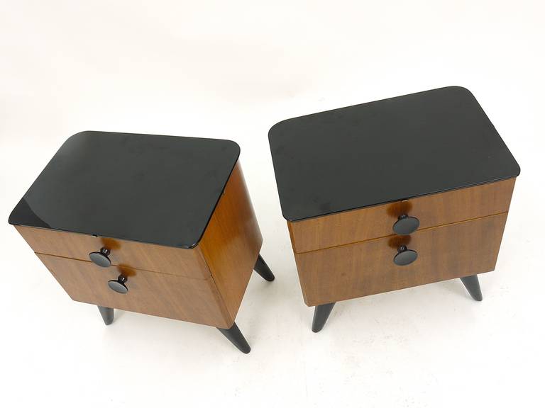Pair of Art Deco Jindrich Halabala Bedside Tables or Night Stands 1