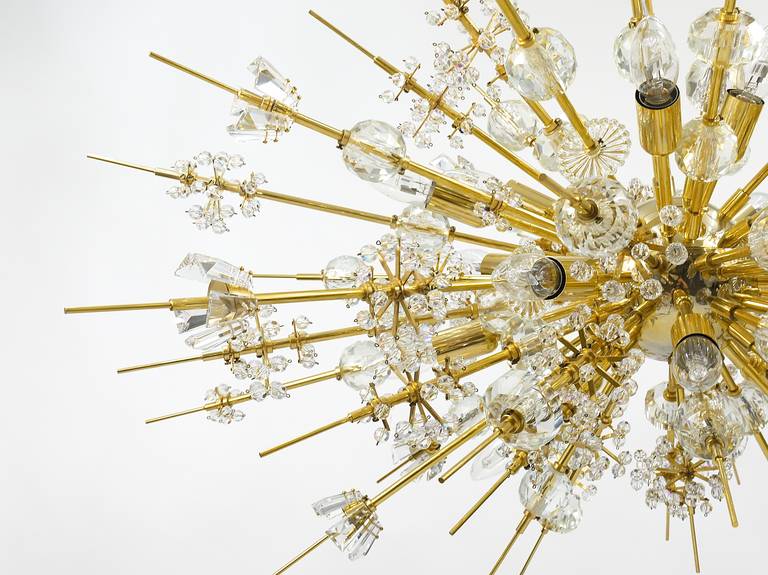 Impressive Bakalowits Miraculoso Gold-Plated Sputnik Chandelier, 1970s In Excellent Condition In Vienna, AT