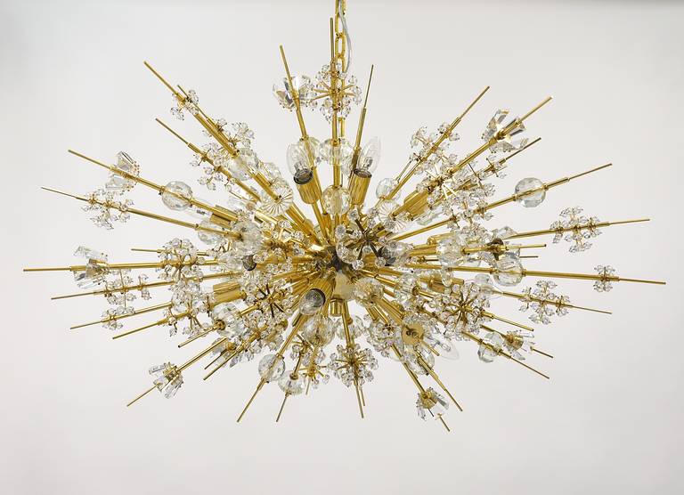 Crystal Impressive Bakalowits Miraculoso Gold-Plated Sputnik Chandelier, 1970s