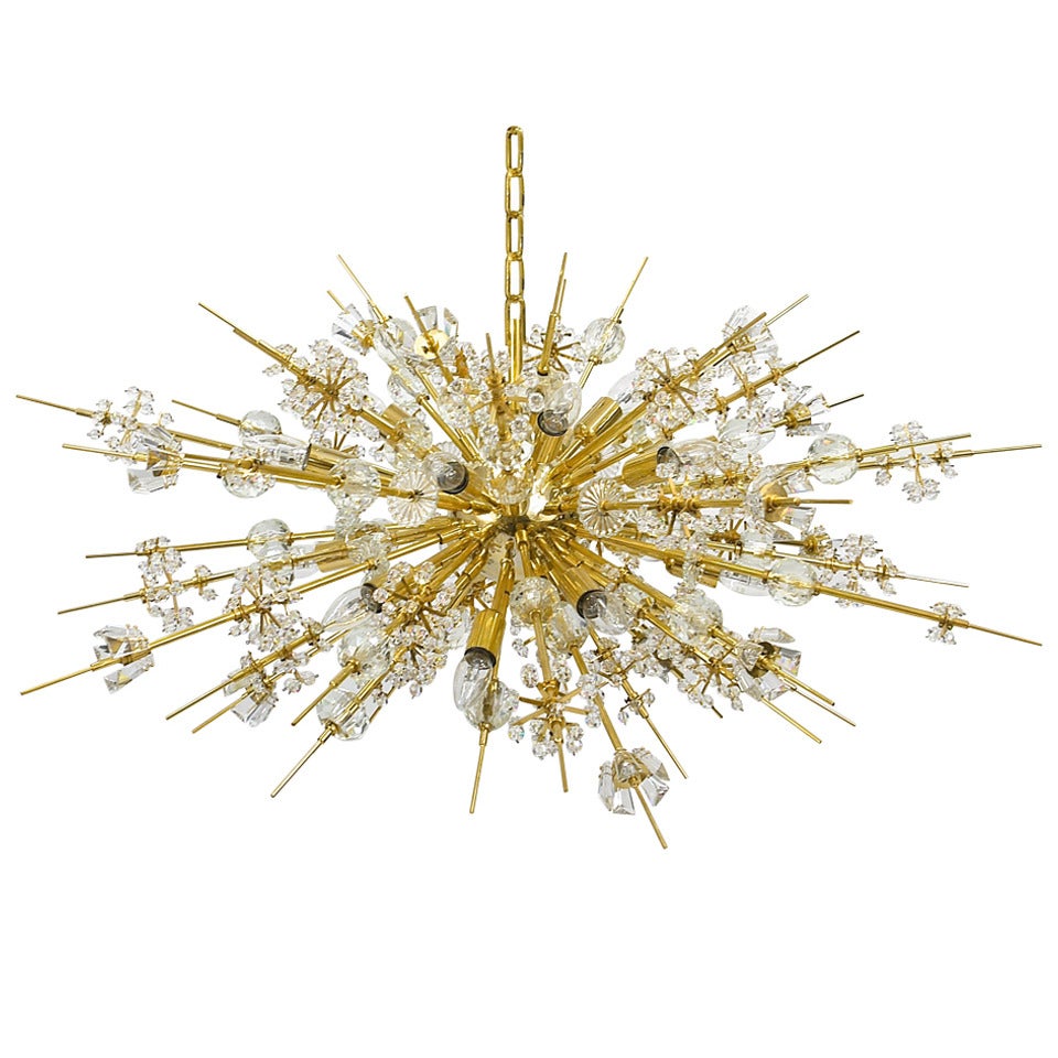 Impressive Bakalowits Miraculoso Gold-Plated Sputnik Chandelier, 1970s