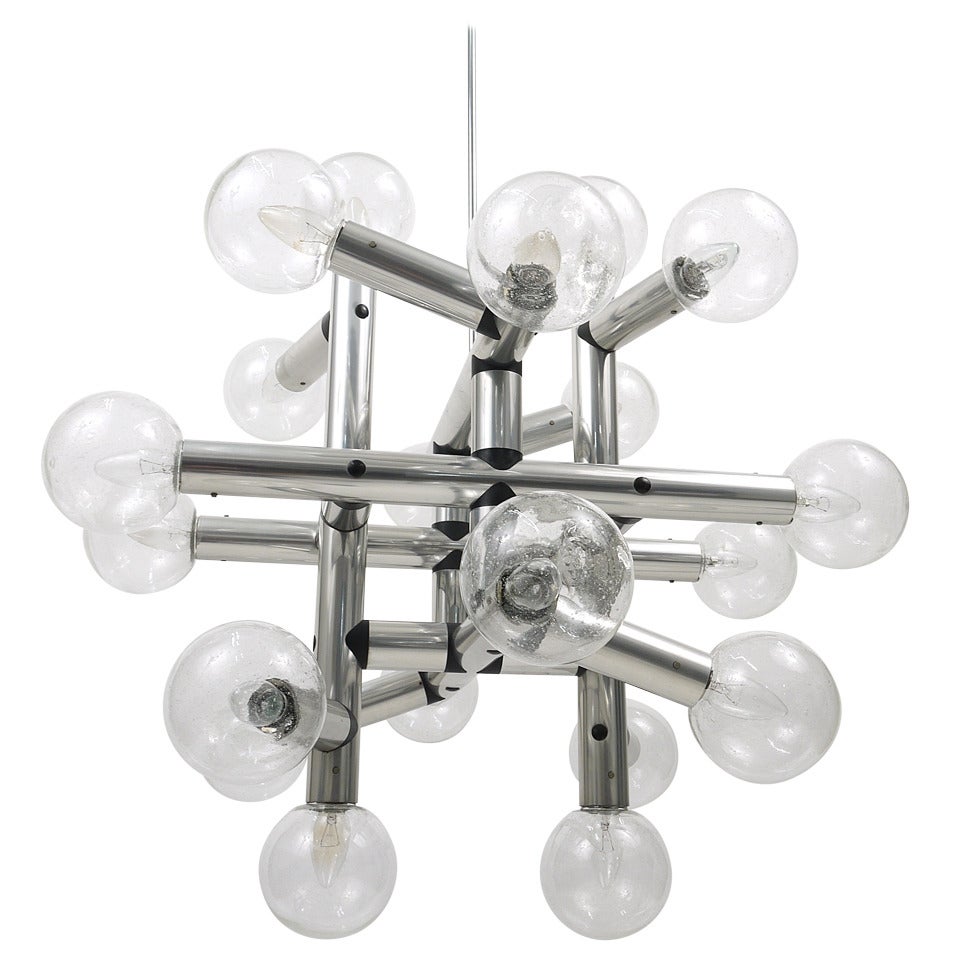 Up  of 3 Identical J.T. Kalmar Atomic Ceiling Lamps Chandeliers, Austria, 1960s