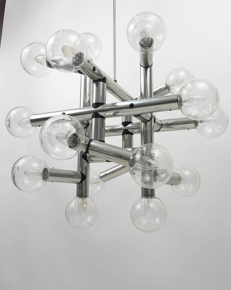 Austrian One of Three Identical J.T. Kalmar Atomic Ceiling Lamps Chandeliers, 1960s For Sale