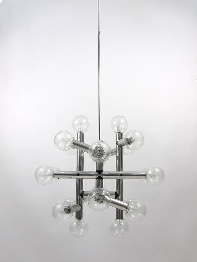 Mid-20th Century One of Three Identical J.T. Kalmar Atomic Ceiling Lamps Chandeliers, 1960s For Sale