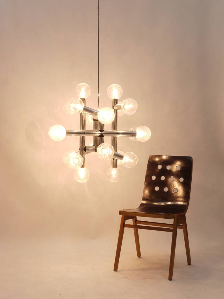 One of Three Identical J.T. Kalmar Atomic Ceiling Lamps Chandeliers, 1960s For Sale 3