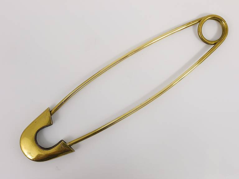 Mid-Century Modern Decorative Carl Aubock Giant Fixing Pin Brass Paperweight, Austria, 1950s