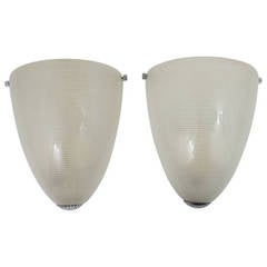 A Pair of Art Deco Glass Wall Sconces in the Style of Jean Perzel, France, 1930s 9