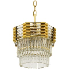 Bakalowits Gold-Plated Brass Chandelier with Crystal Rods, Austria, 1970s