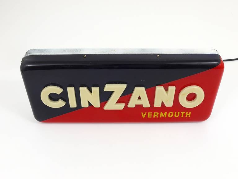 Italian Vintage Cinzano Vermouth Illuminated Advertising Sign, Italy, 1950s