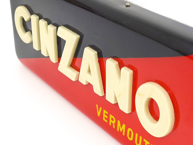 Mid-20th Century Vintage Cinzano Vermouth Illuminated Advertising Sign, Italy, 1950s