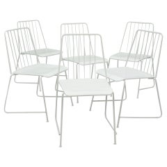 Six White Mid-Century "Sudbahn" Wire Chairs by Karasek, Austria, 1950s