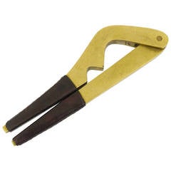 A Beautiful Carl Aubock Modernist Brass Nutcracker With Leather Handles 3