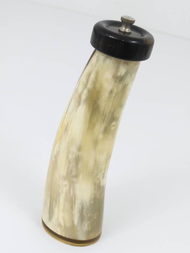 Schöne Carl Aubock Horn-Pfeffer- oder Salzmühle aus der Mitte des Jahrhunderts, Österreich, 1950er Jahre im Zustand „Gut“ im Angebot in Vienna, AT