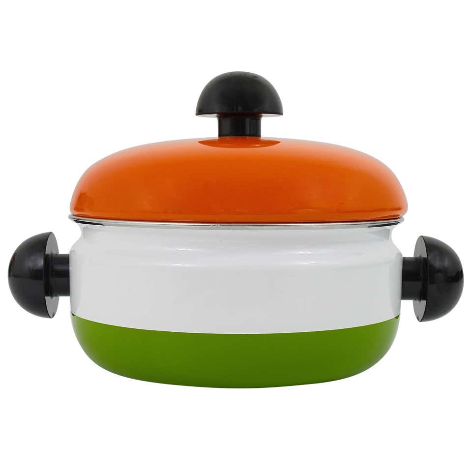 Cook with Carl Aubock Enameled Pot With Lid by Riess, Austria 1970s at ...