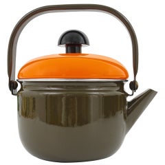 Vintage Cook with Carl Aubock Enameled Tea Water Kettle, by Riess Austria, 1970s