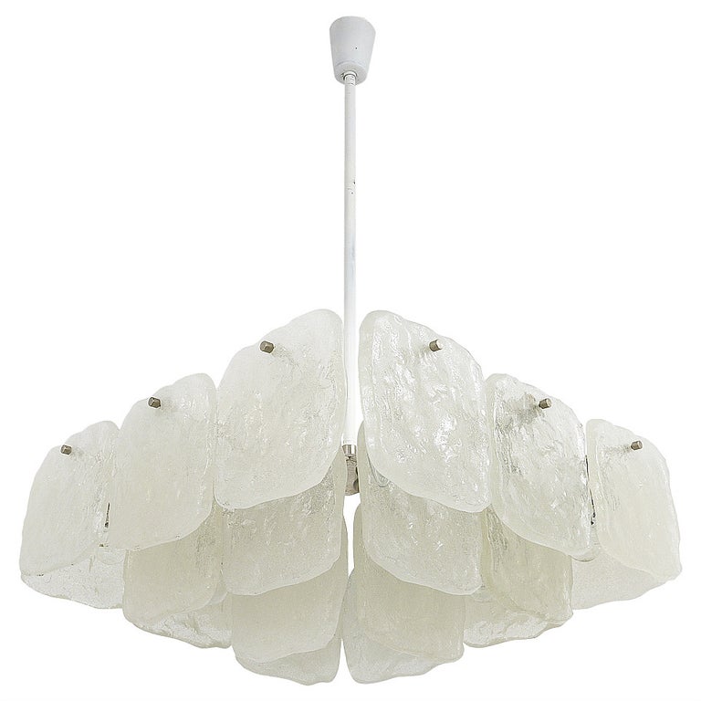Huge Square Kalmar Chandelier with Frosted Ice Glass Panels, Austria