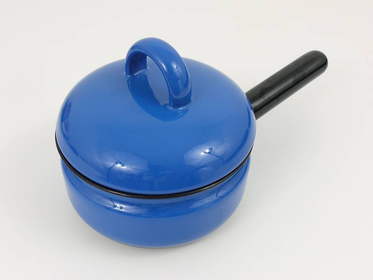 Mid-Century Modern Cook with Carl Aubock Enameled Pot with Lid by Ostovics, Austria, 1970s
