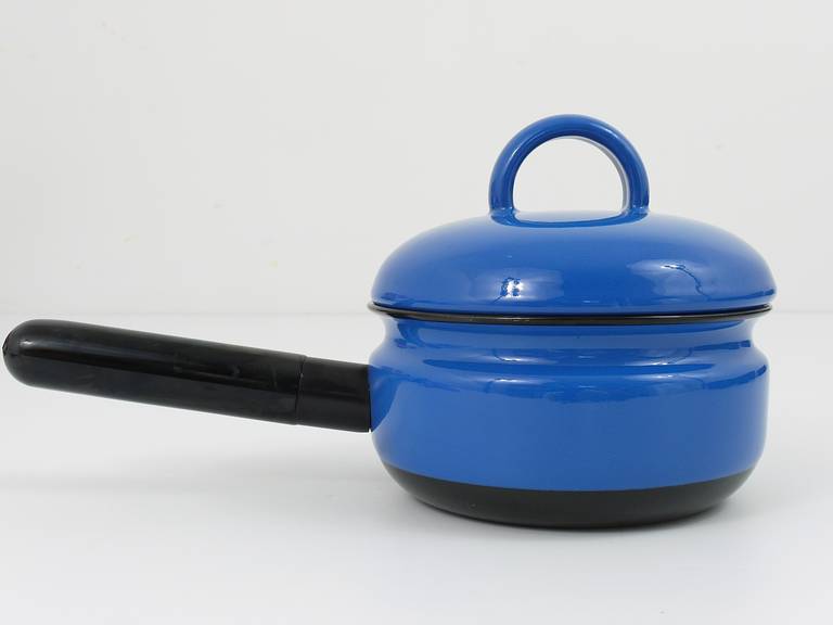 Cook with Carl Aubock Enameled Pot with Lid by Ostovics, Austria, 1970s