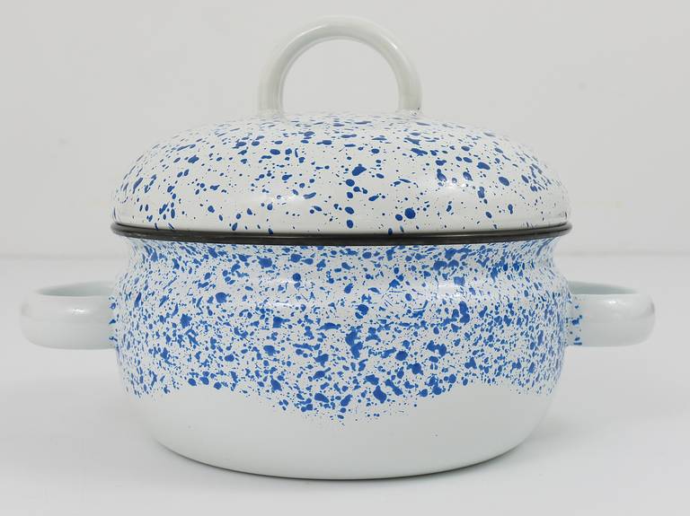 Cook with Carl Aubock Enameled Pot with Lid by Ostovics Vienna, 1970s