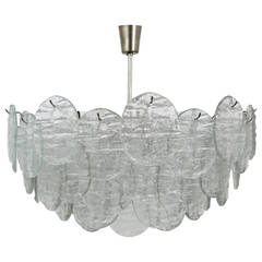 Mid-Century Kalmar Blatt Ice Glass Disc Chandelier, Austria, 1960s 10