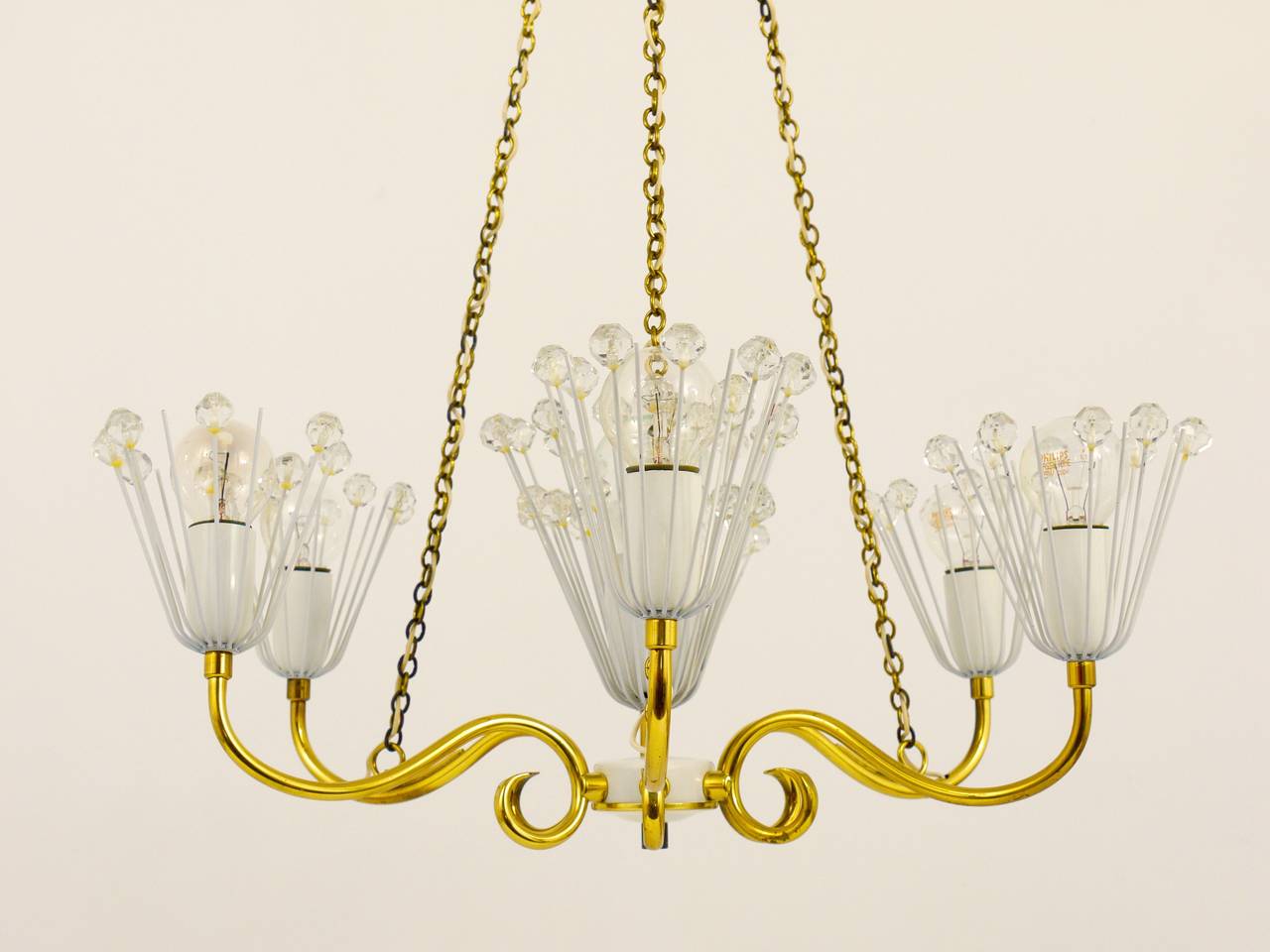 Emil Stejnar Midcentury Brass Chandelier, Rupert Nikoll Vienna, Austria, 1950s For Sale 2