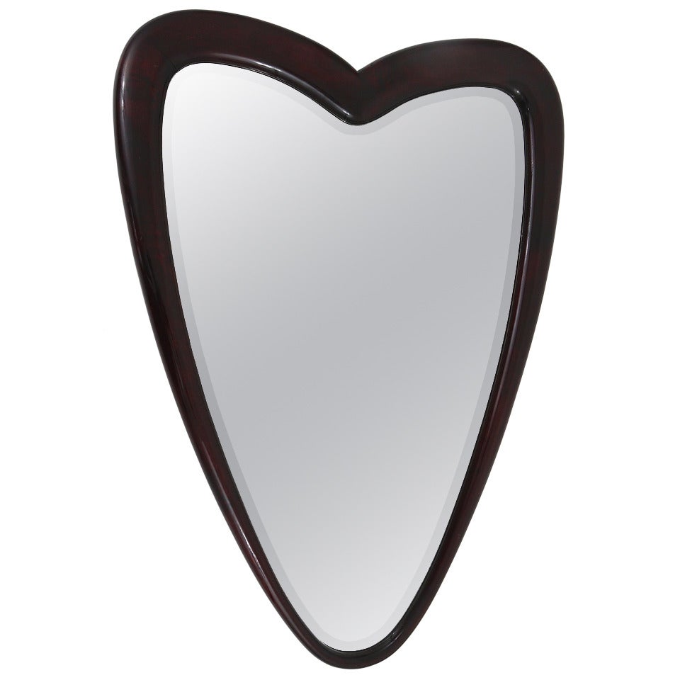 Unusual Heart-Shaped Wall Mirror, Italy, 1940s