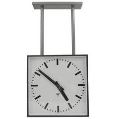 Retro Very Big Double Sided Industrial, Two-Face Train Station Clock
