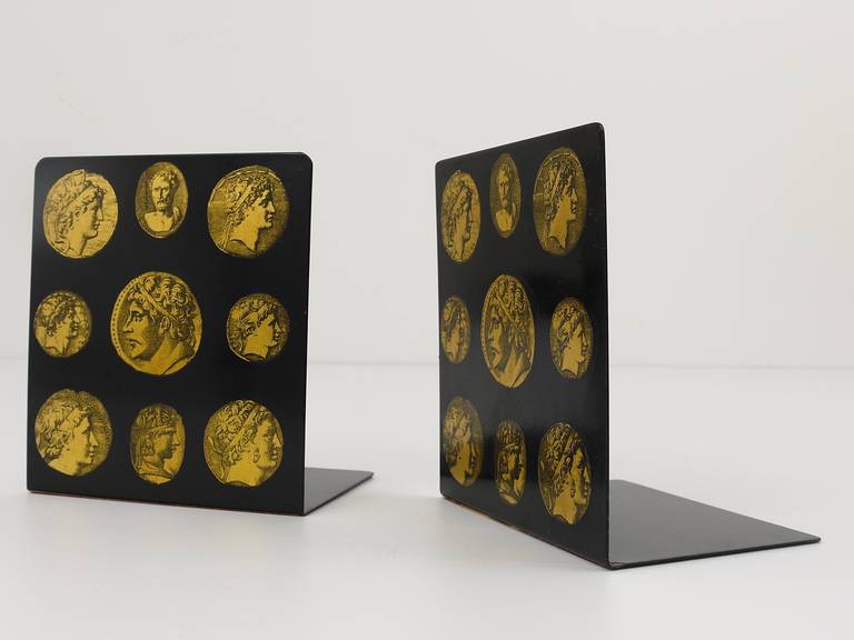 Mid-Century Modern Piero Fornasetti Pair of Mid-Century Cameos Cammei Bookends, Italy, 1960s