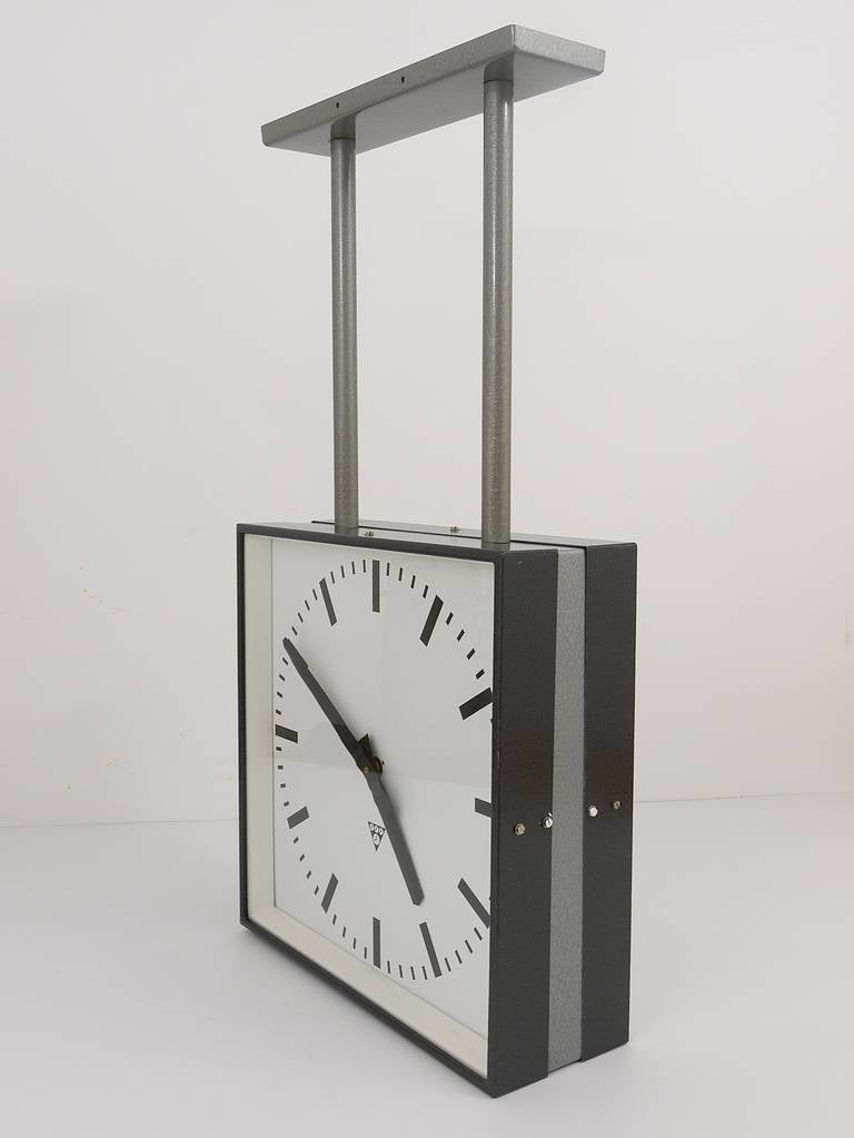 Mid-20th Century Very Big Double Sided Industrial, Two-Face Train Station Clock