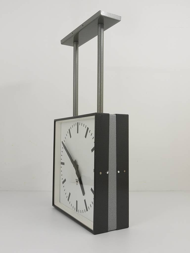 Glass Very Big Double Sided Industrial, Two-Face Train Station Clock