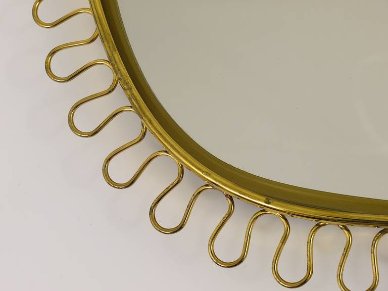 Beautiful Brass Loop Mirror Attributed to Josef Frank, Austria, 1950s In Excellent Condition In Vienna, AT