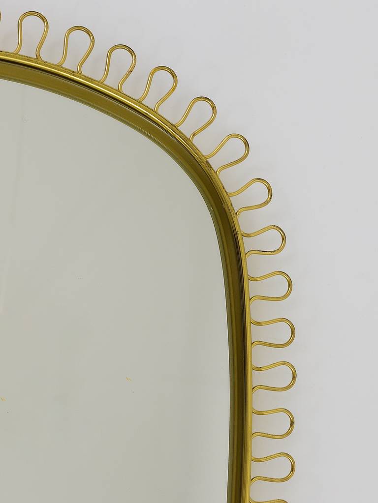 Mid-20th Century Beautiful Brass Loop Mirror Attributed to Josef Frank, Austria, 1950s
