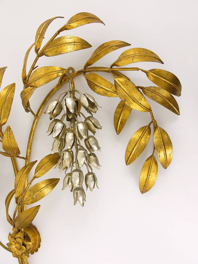 Lámpara aplique de metal dorado Hans Kögl Large Hollywood Regency, Maison Jansen en venta 2