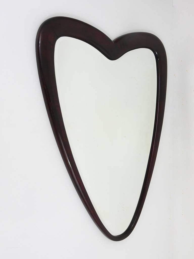 Italian Unusual Heart-Shaped Wall Mirror, Italy, 1940s